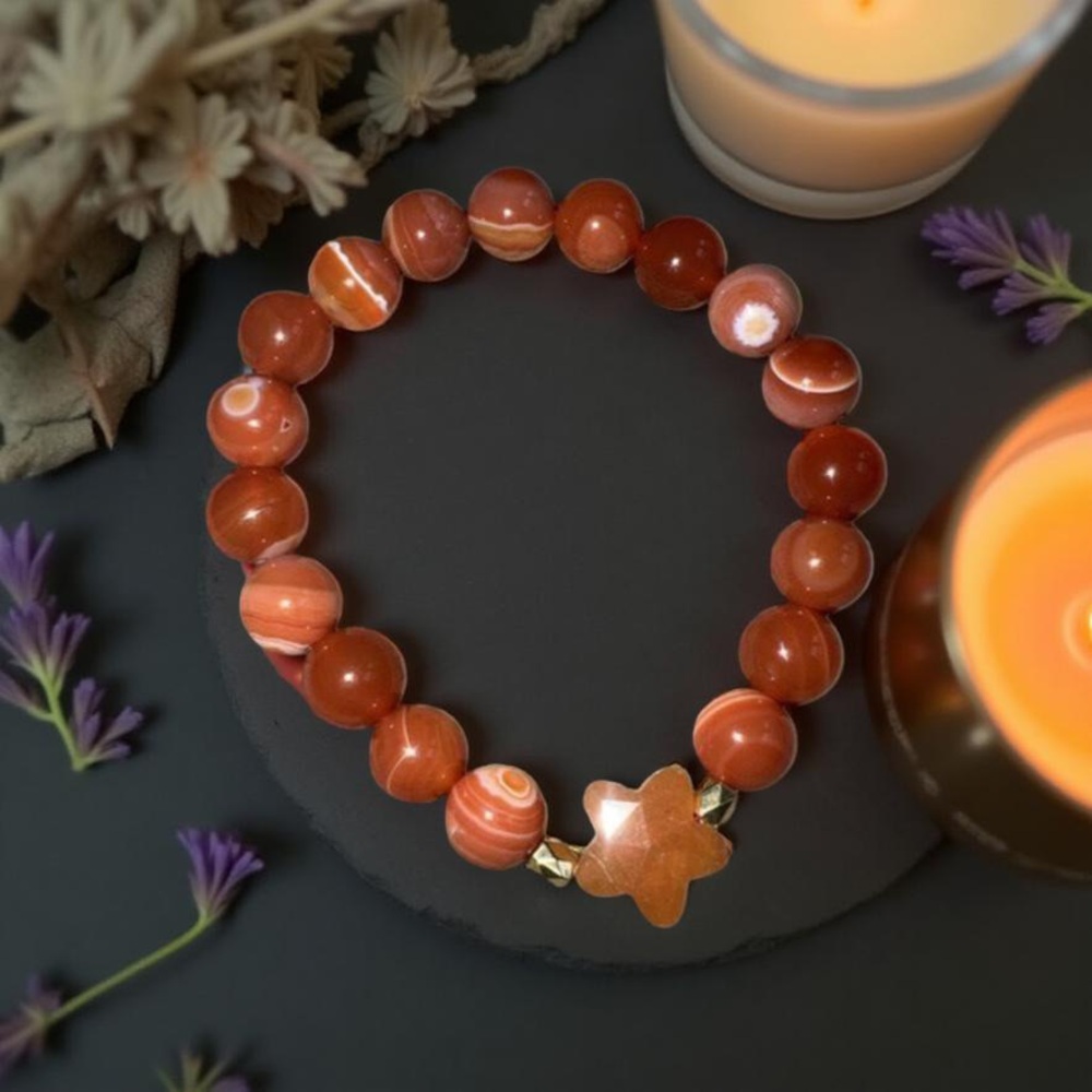 10mm 🔥 Beautiful Red Banded Agate ❤️